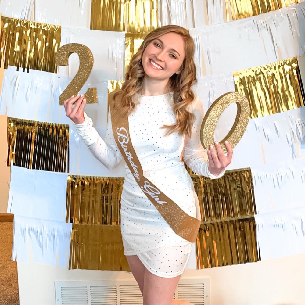 Lucy in the Sky Twinkling Open Back Dress In Gold